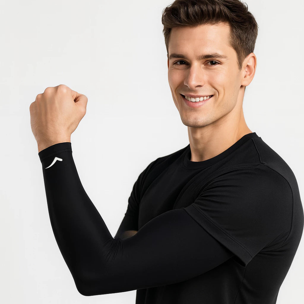 1 Par de Manguito Proteção Uv 45+ Braço Vôlei Basquete Futebol Triathlon Corrida Ciclismo Original Fenix